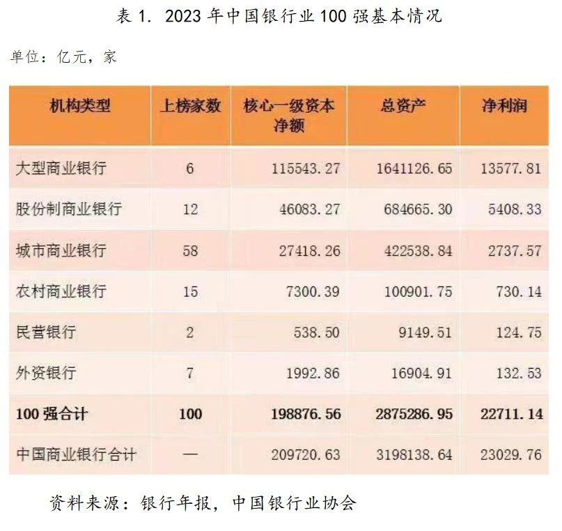 2023 年中国银行业 100 强基本情况