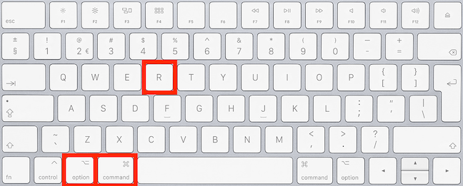Command、Option 和 R 键盘示意图
