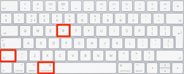 Command、Shift 和 R 键盘示意图